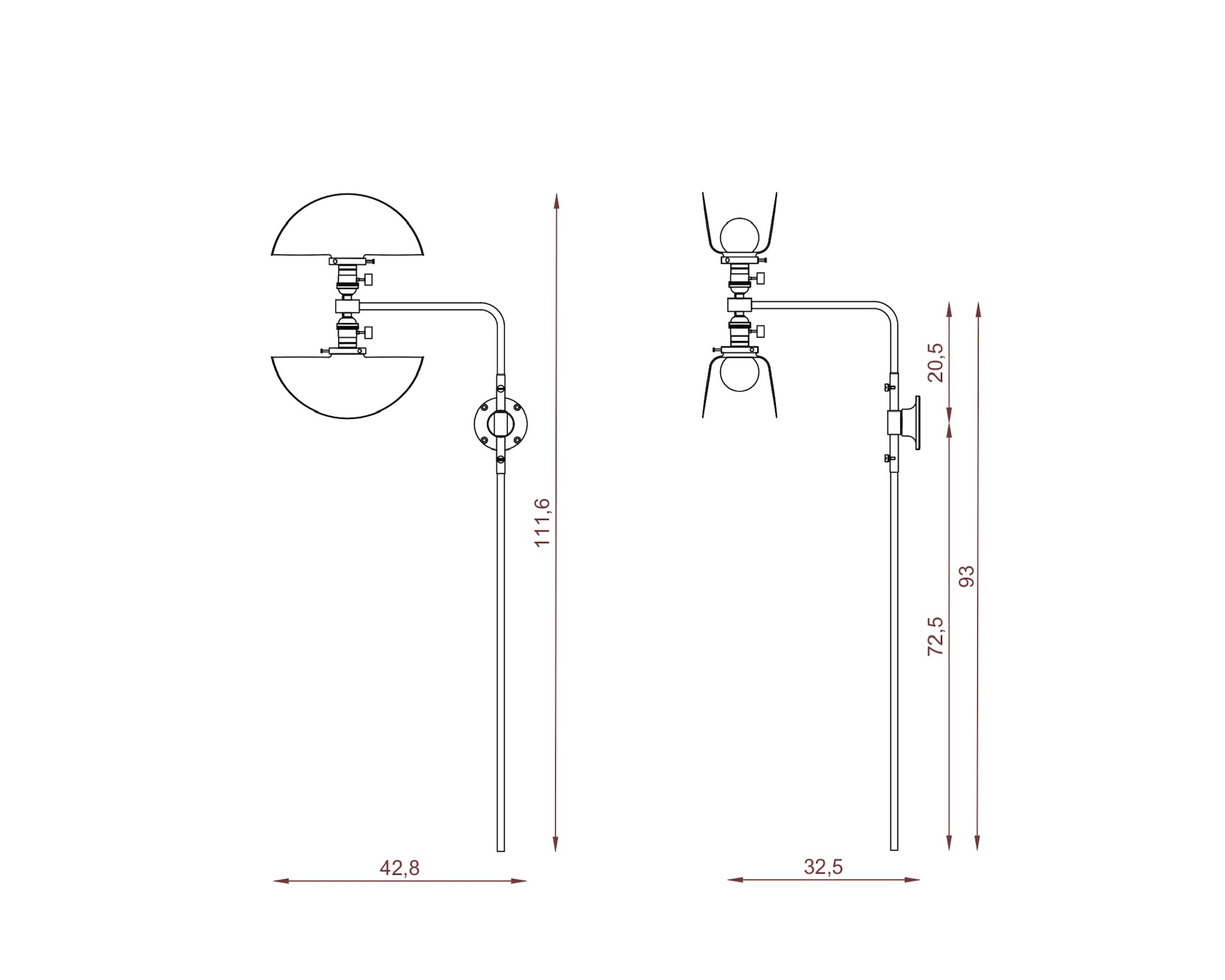 Technical sketch wall sconce French design