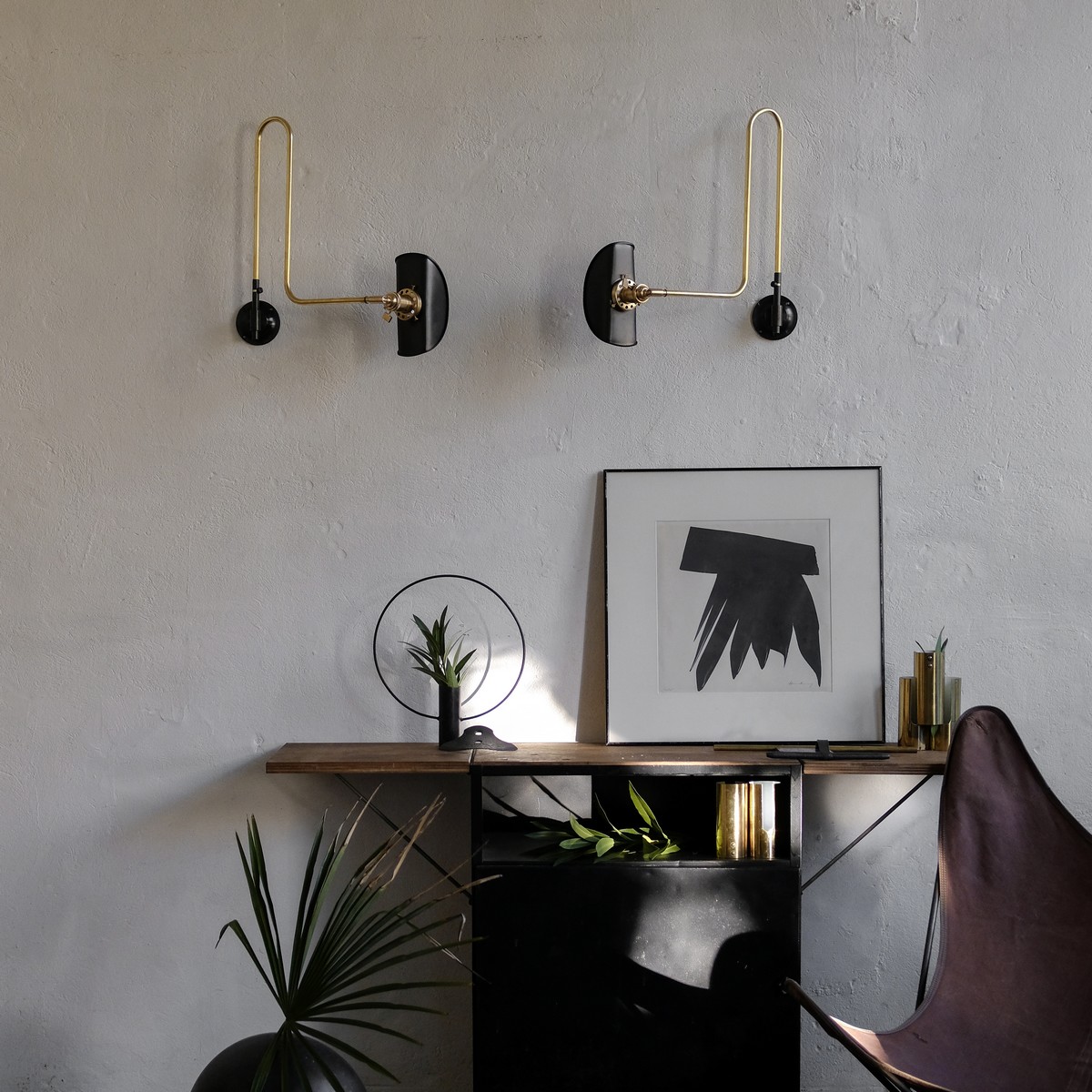 Royere Modernist French brass wall lamp Royere